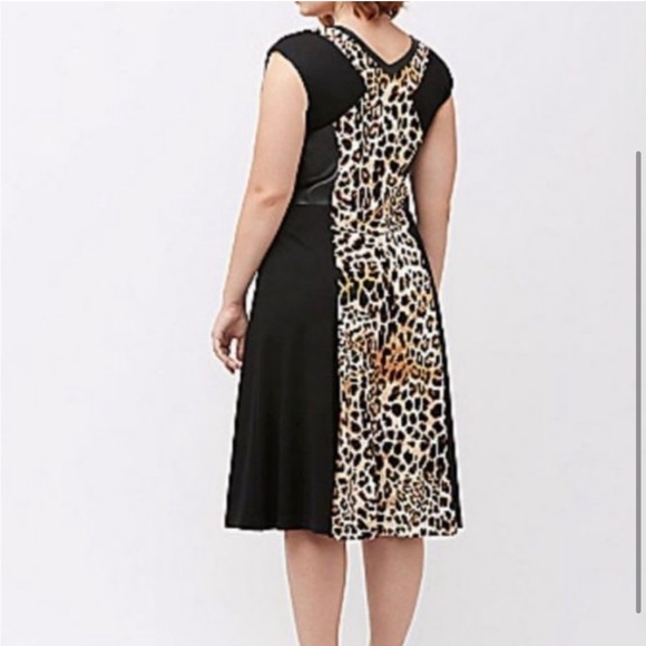 ๐ LANE BRYANT LEOPARD PRINT AND FAUX LEATHER DRESS - Picture 2 of 9
